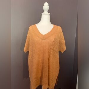 Peachy Tunic Sweater Top with Pocket